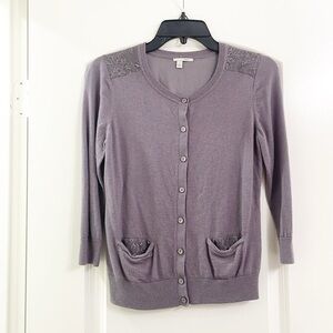 Halogen purple lace cardigan